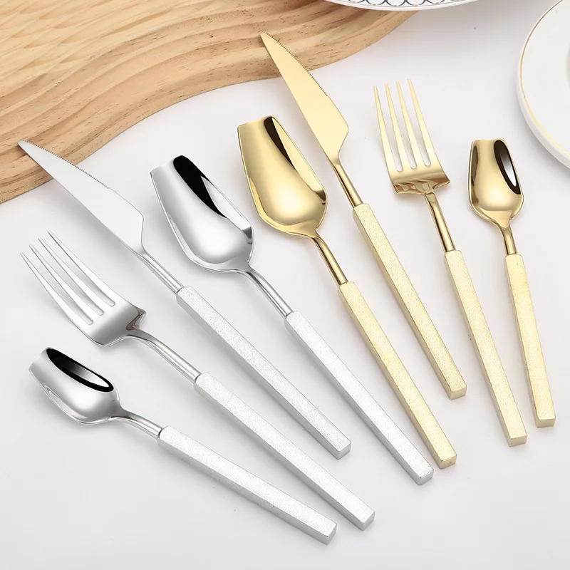 Gold Plated Cutlery - 4pcs Luxury Cutlery Set Western Stainless