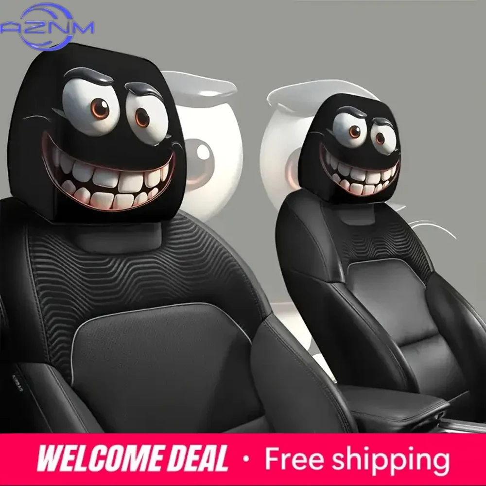 Silk Pillowcase Set - 2PCS/SET Funny Car Head Pillowcase, Cute