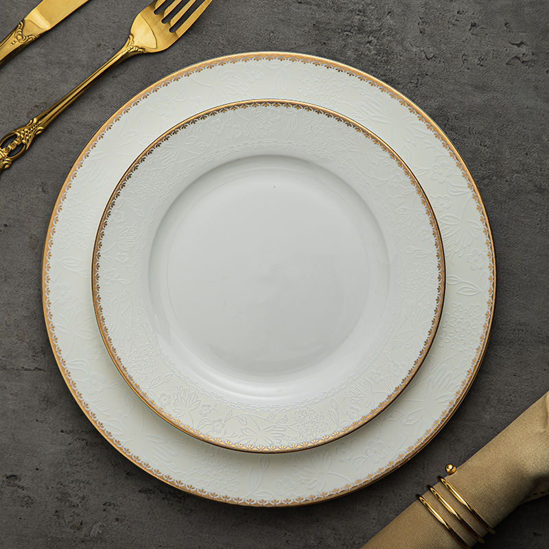 Gold Plated Cutlery - Creative Gold-plated Floral Bone China Western