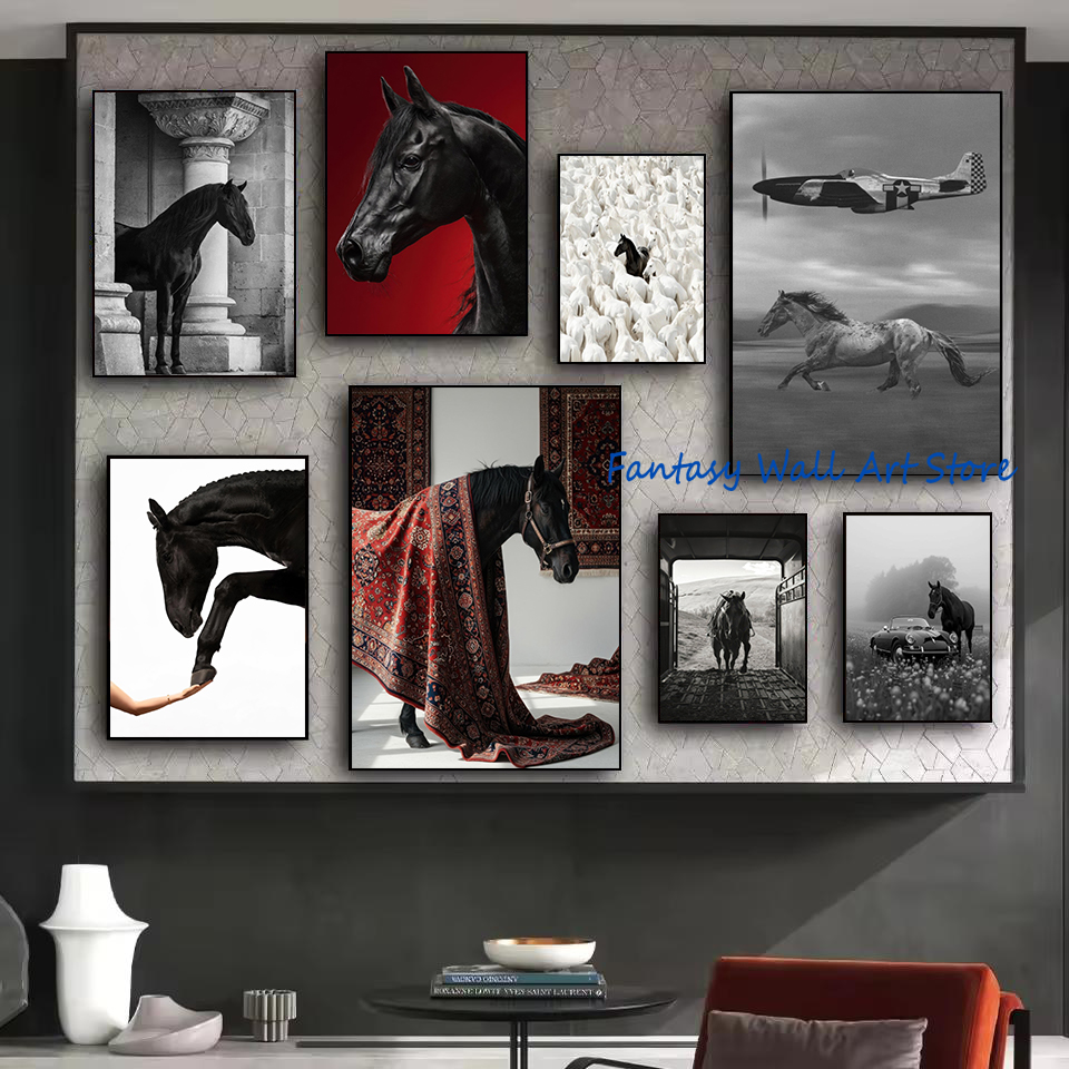 Luxury Lifestyle Pictures - Black Horse Photos Vintage Luxury Wall