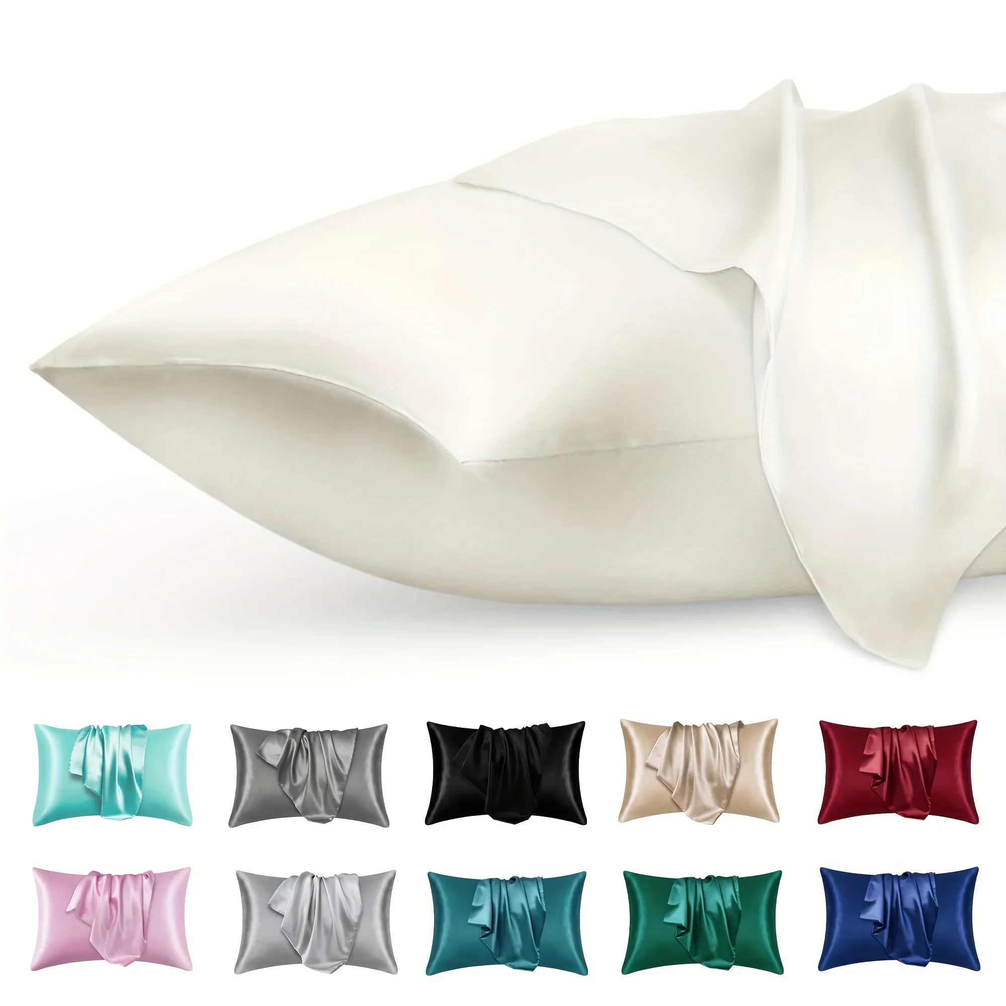 Silk Pillowcase Set - 2pcs Luxury Satin Envelope Pillowcase Solid
