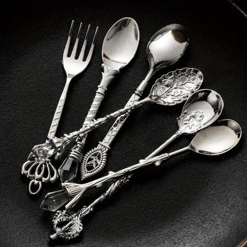 Gold Plated Cutlery - 6pcs Vintage Spoons Fork Royal Style