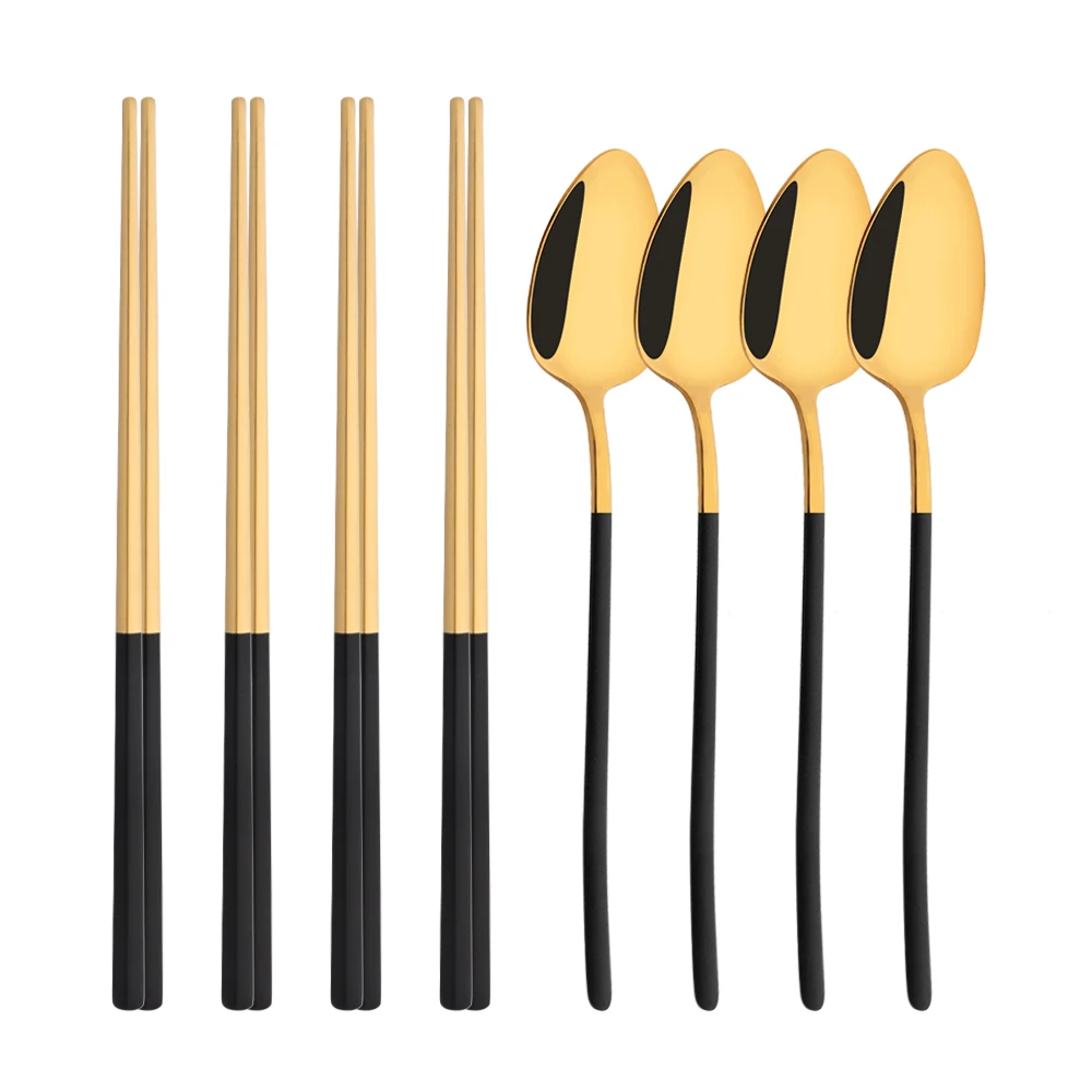 Gold Plated Cutlery - Korean 8Pcs Tableware Set High Quality