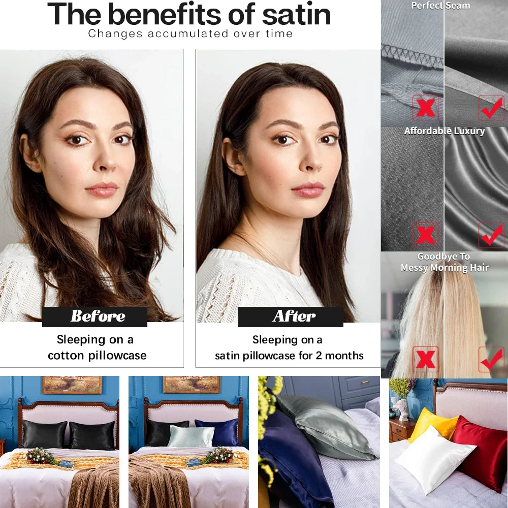 2 Pack Satin Pillowcase for Ha - огляд і ціна Silk Pillowcase Set