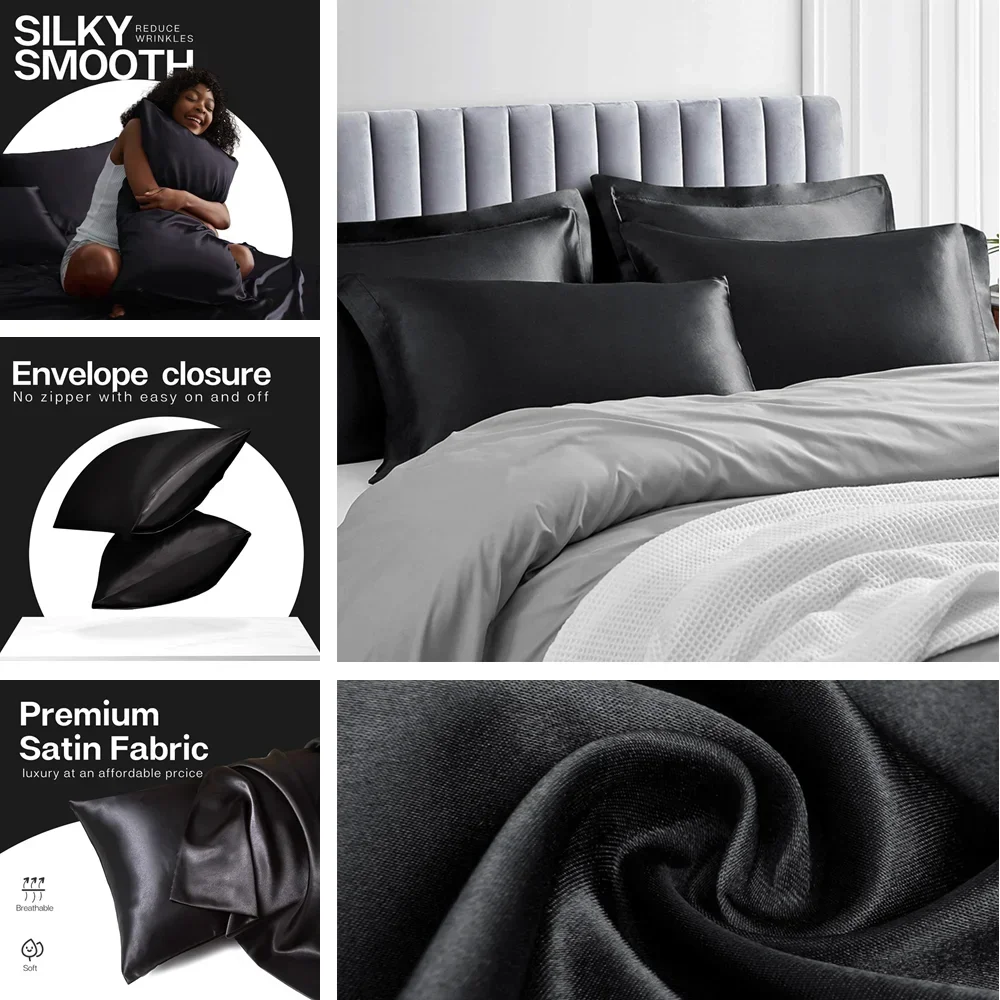 2 Pack Satin Pillowcase for Ha - огляд і ціна Silk Pillowcase Set
