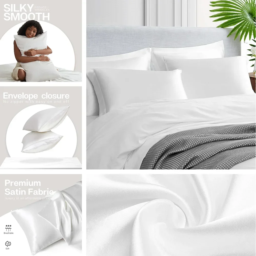 2 Pack Satin Pillowcase for Ha - огляд і ціна Silk Pillowcase Set