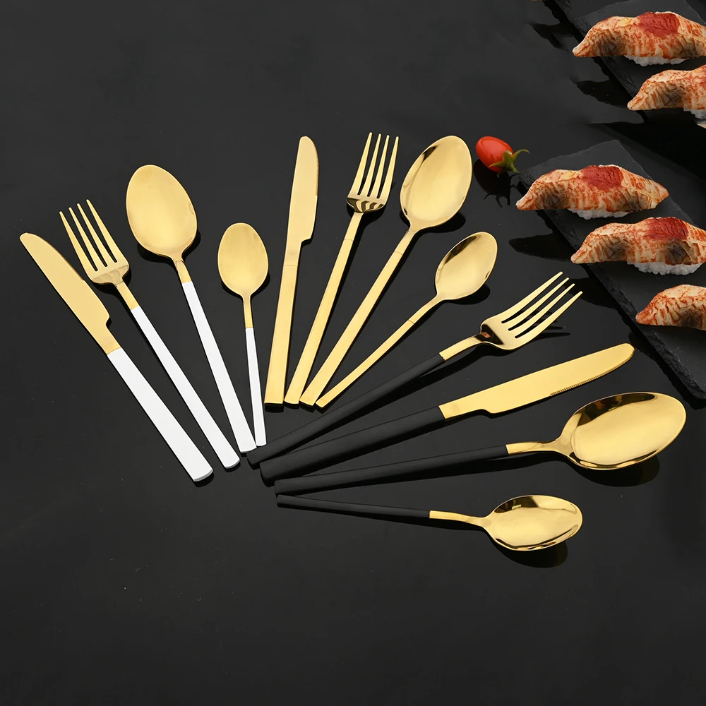 16Pcs Black Gold Cutlery Set S - огляд і ціна Gold Plated Cutlery