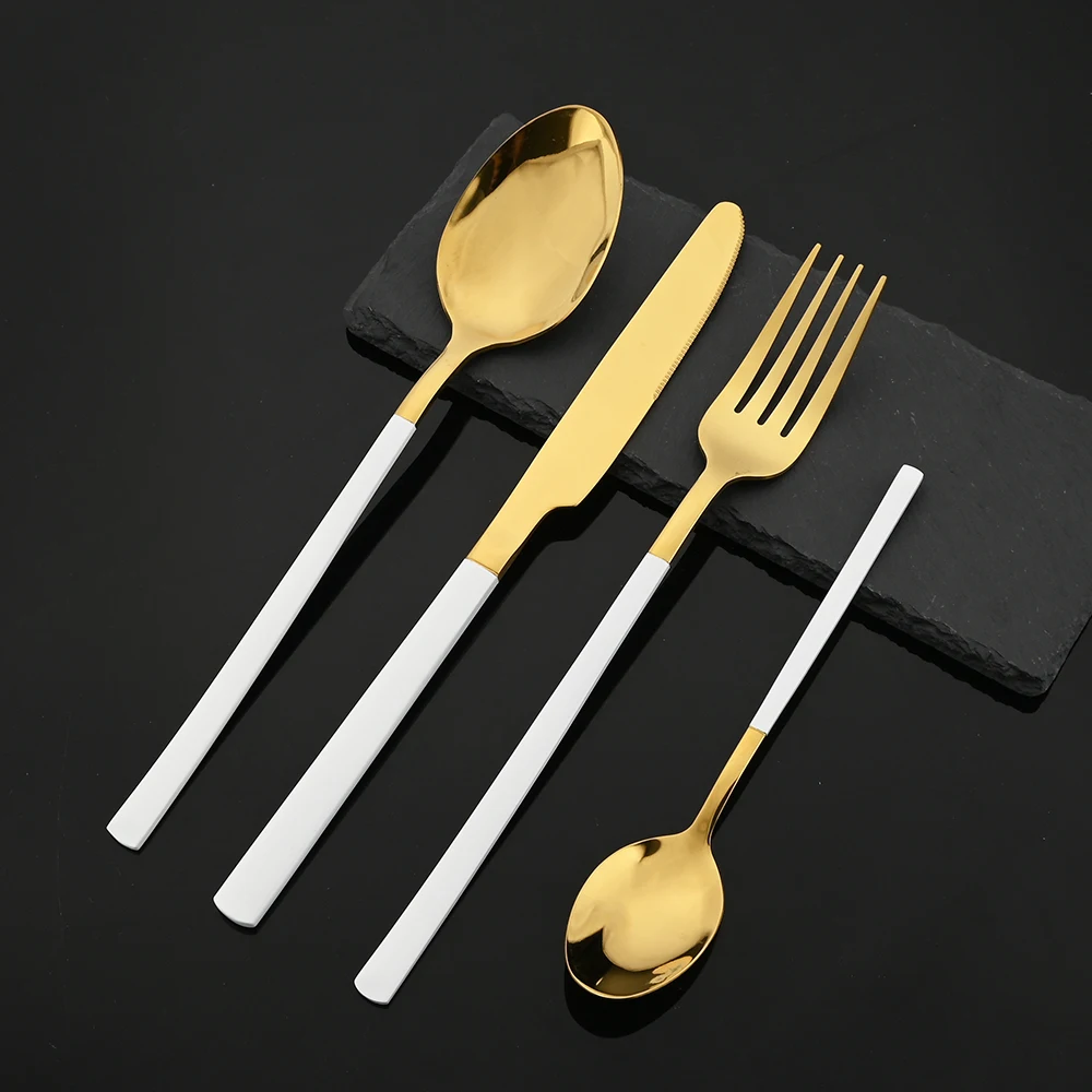 16Pcs Black Gold Cutlery Set S - огляд і ціна Gold Plated Cutlery