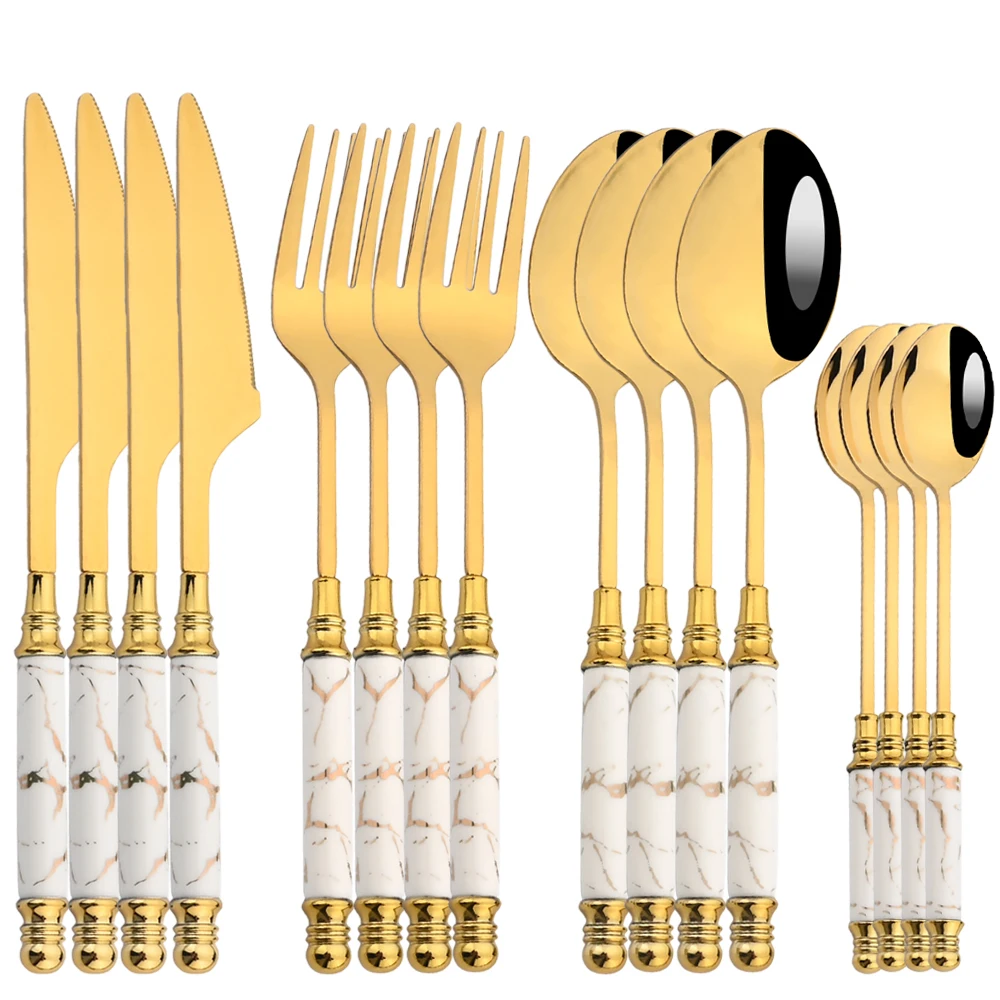 16Pcs Tableware Set Cutlery Se - огляд і ціна Gold Plated Cutlery