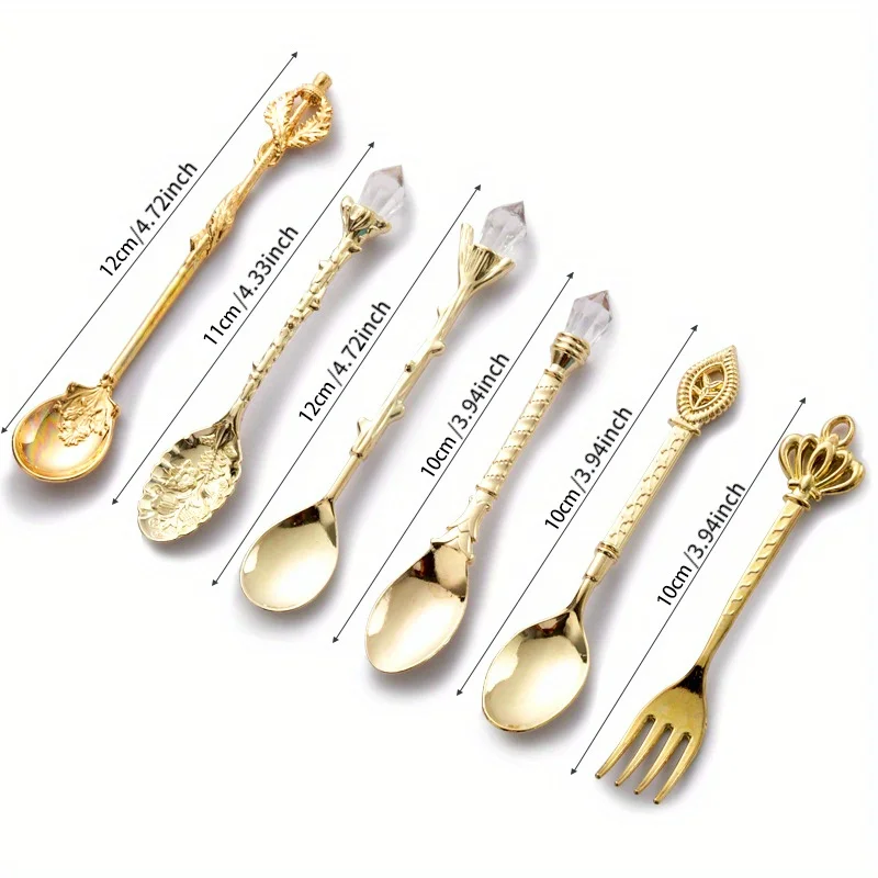 6pcs Vintage Spoons Fork Royal - огляд і ціна Gold Plated Cutlery