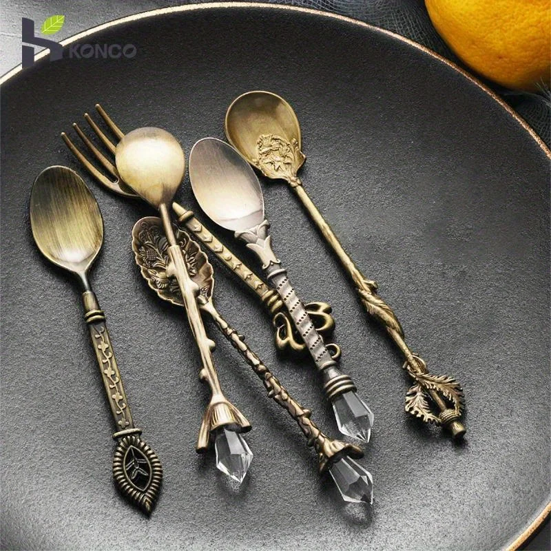 6pcs Vintage Spoons Fork Royal - огляд і ціна Gold Plated Cutlery