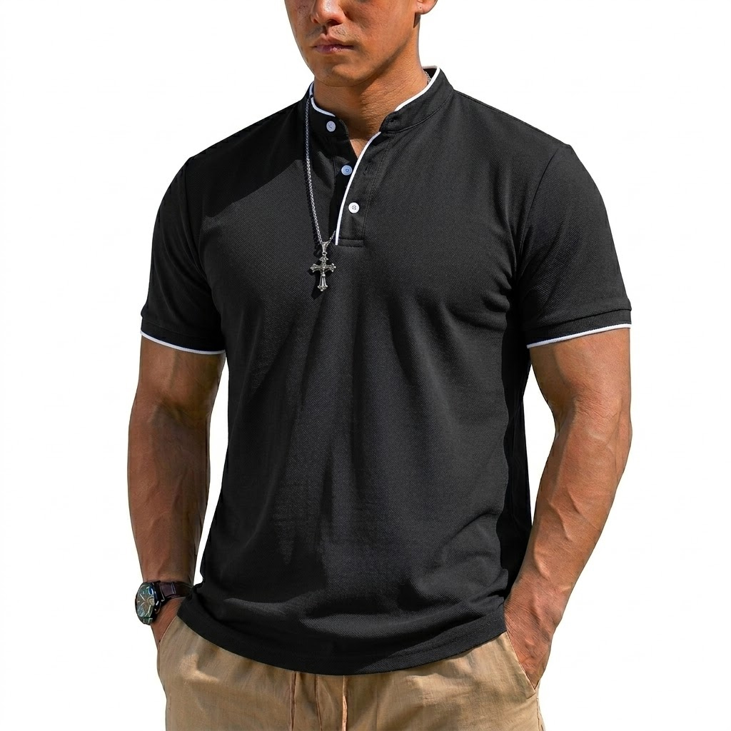Summer Short Sleeve Henley Shi - огляд і ціна Luxury Lifestyle Men