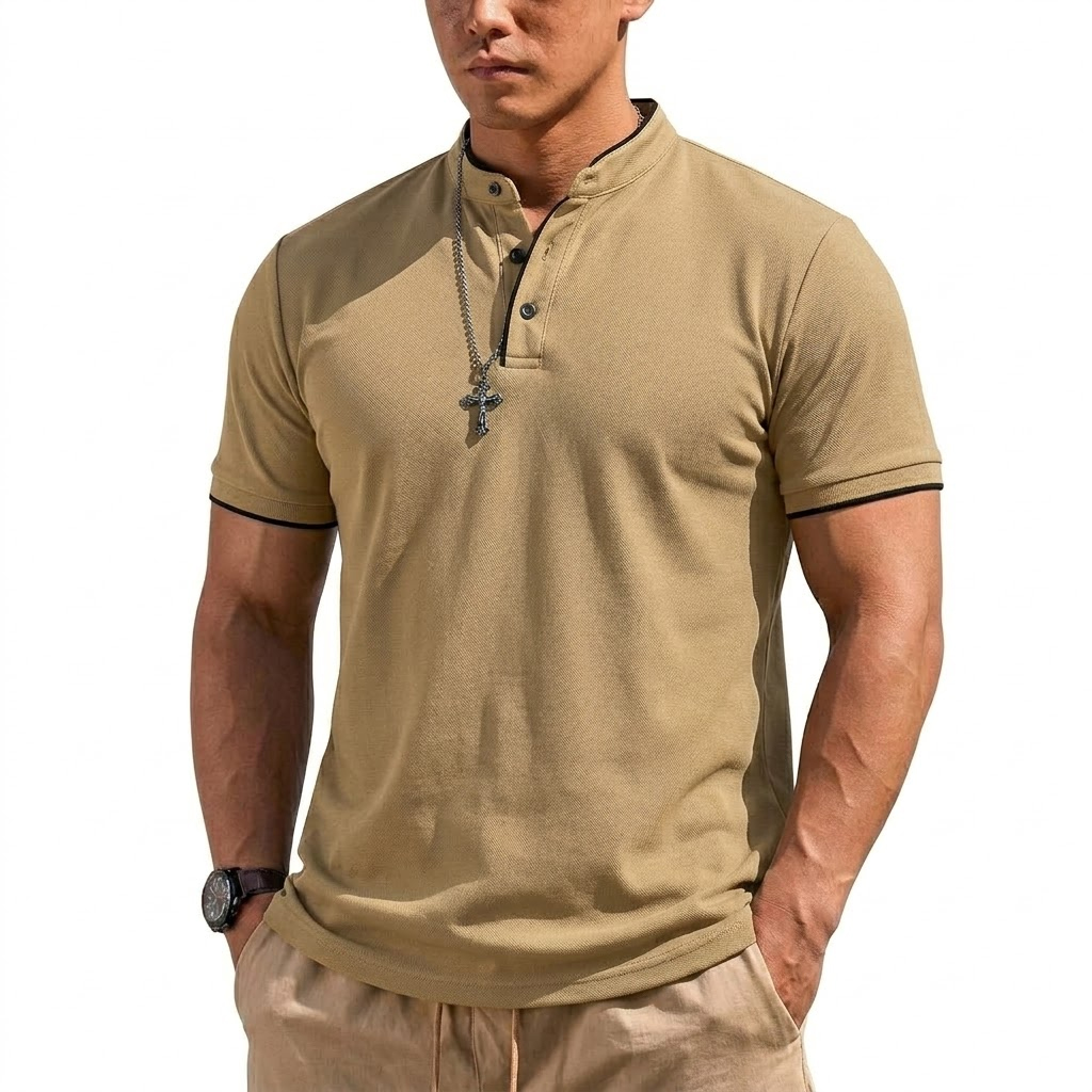 Summer Short Sleeve Henley Shi - огляд і ціна Luxury Lifestyle Men
