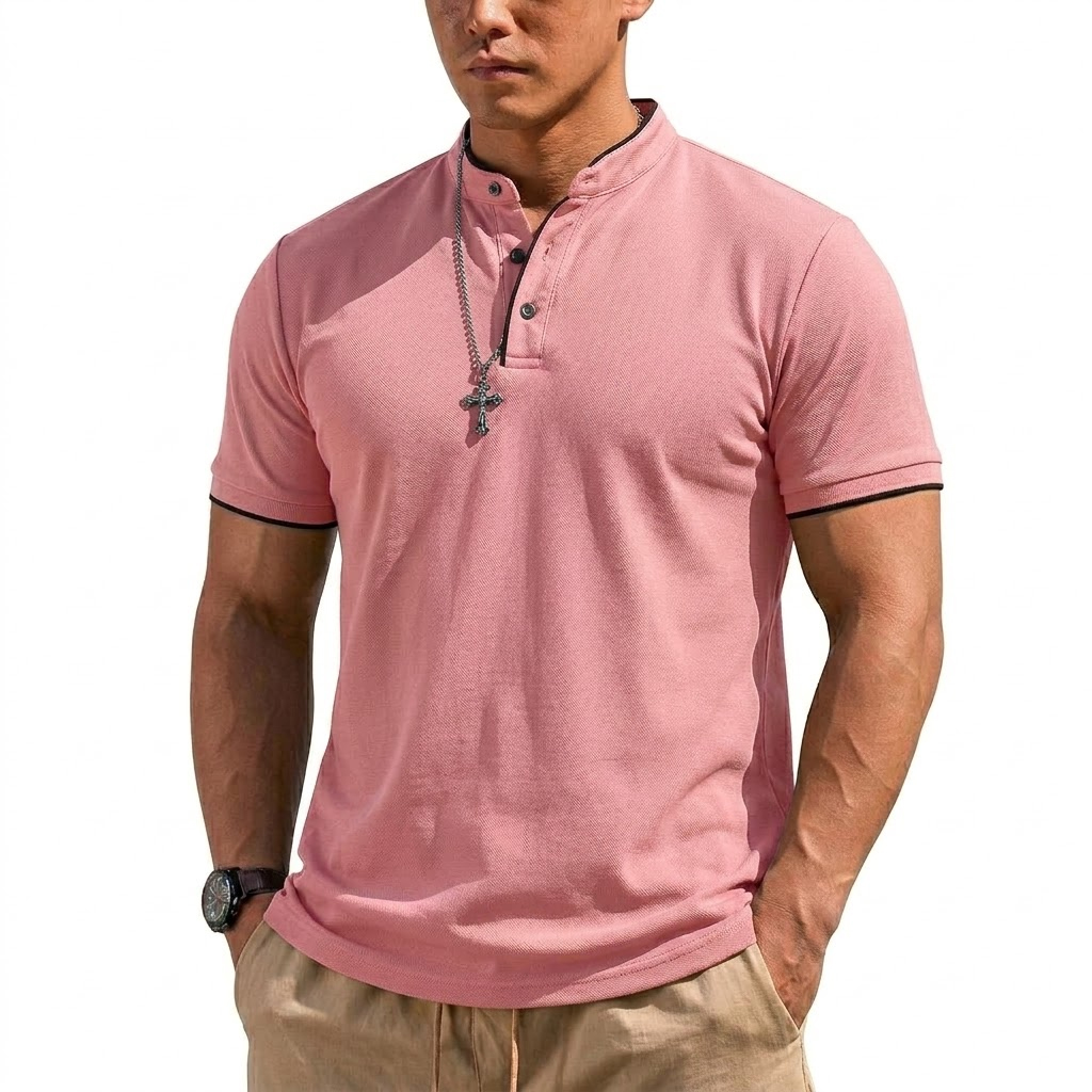 Summer Short Sleeve Henley Shi - огляд і ціна Luxury Lifestyle Men