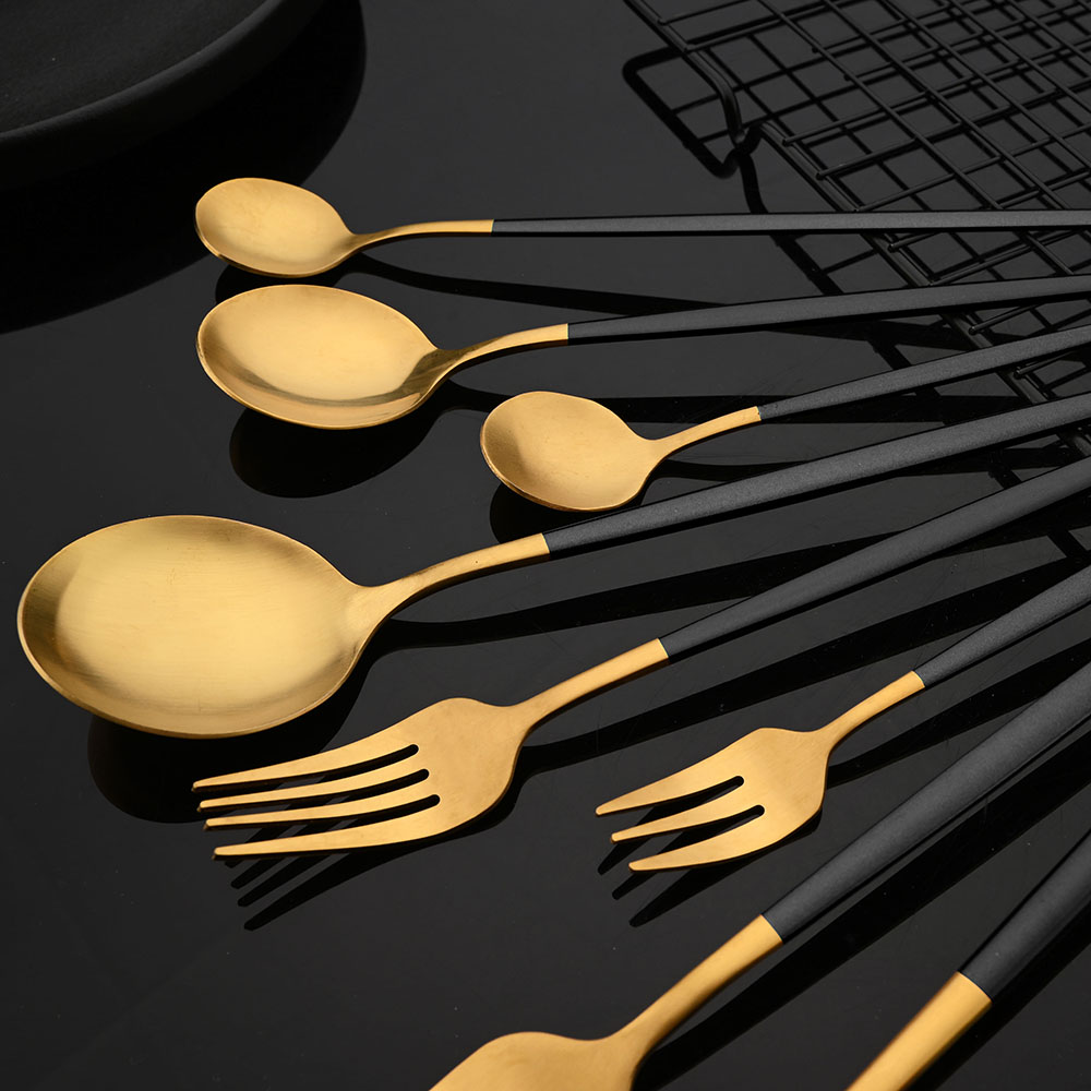 Tableware Stainless Steel Blac - огляд і ціна Gold Plated Cutlery