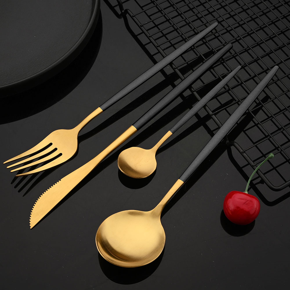 Tableware Stainless Steel Blac - огляд і ціна Gold Plated Cutlery