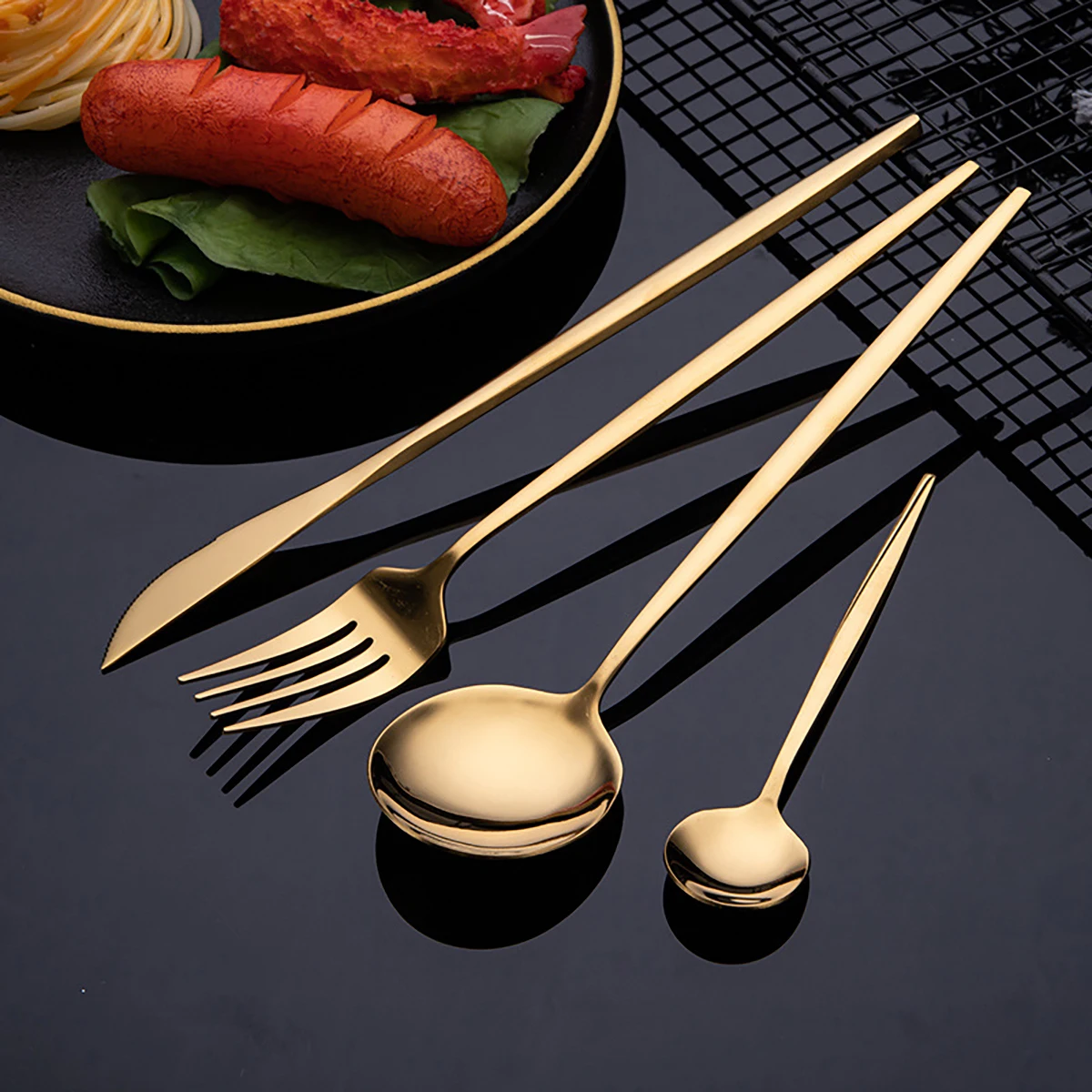 16Pcs Gold Dinnerware Stainles - огляд і ціна Gold Plated Cutlery