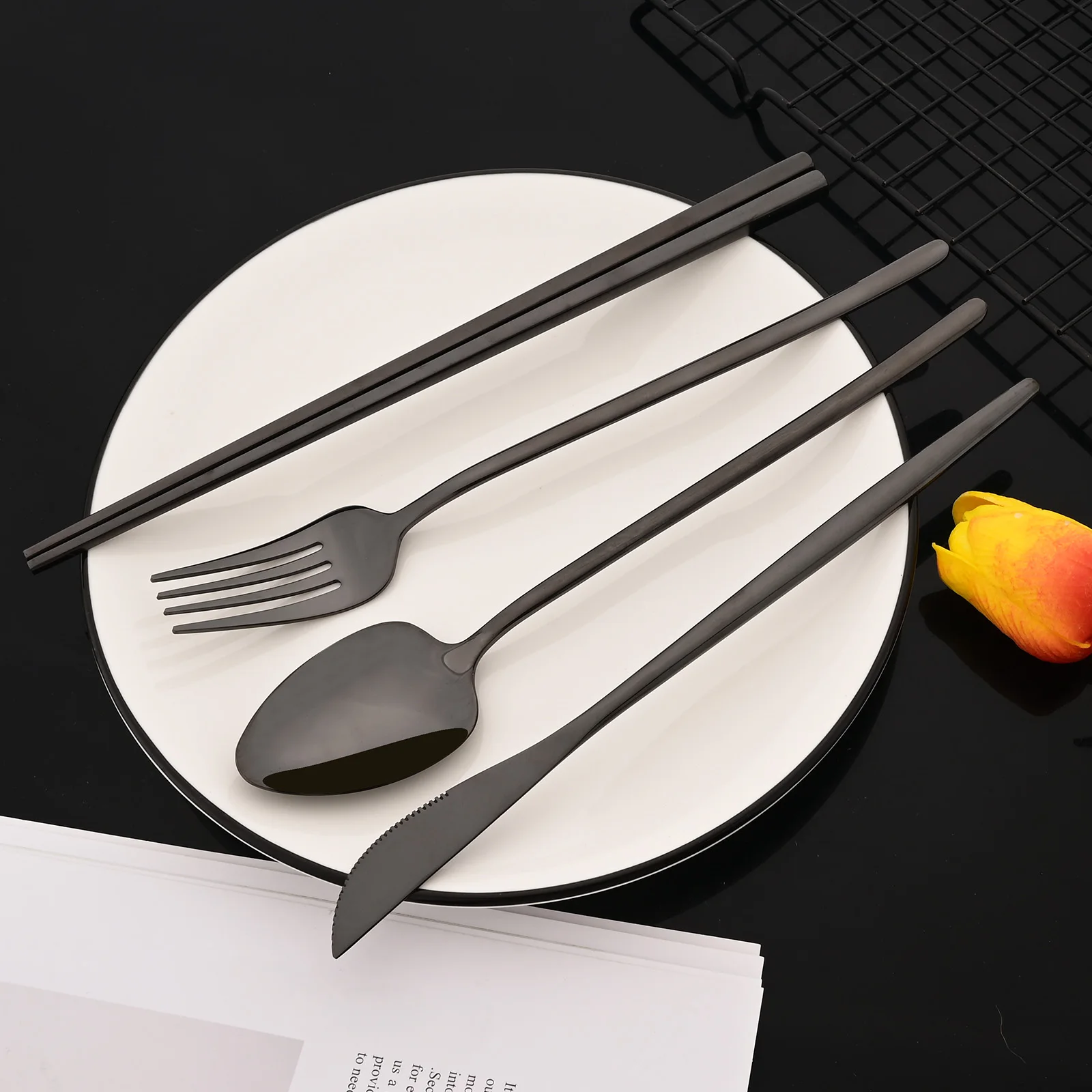 Korean 8Pcs Tableware Set High - огляд і ціна Gold Plated Cutlery